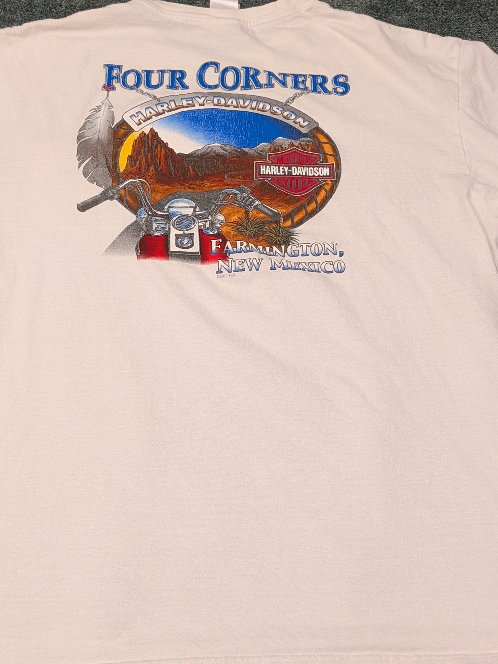 Harley-Davidson Four Corners Farmington NM Pocket Tee Shirt 2XL White - Picture 8 of 9